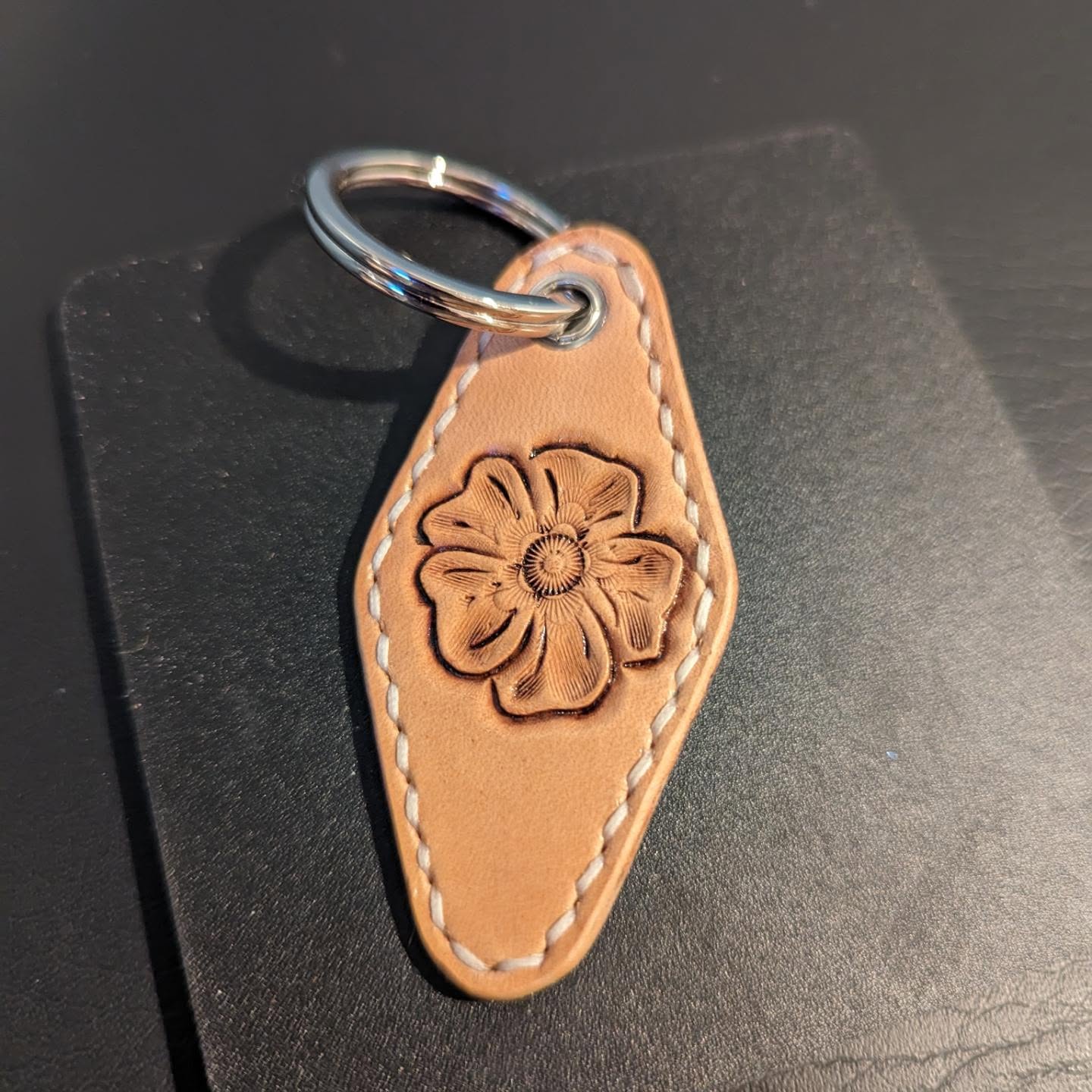 A keychain commissioned by a classmate from high school. It's been fun updating and refining this style and I love getting to practice tooling…